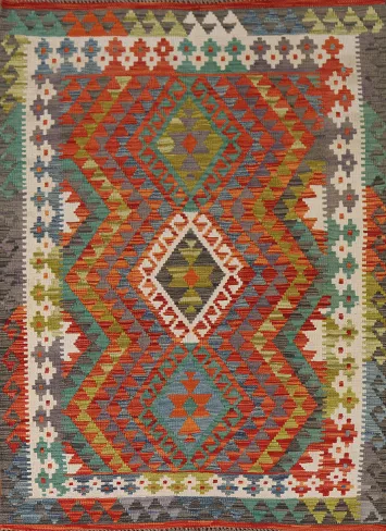Reversible Wool Kilim Oriental Accent Rug 4x6