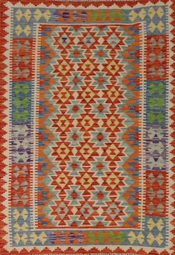 Reversible Wool Kilim Oriental Accent Rug 4x6