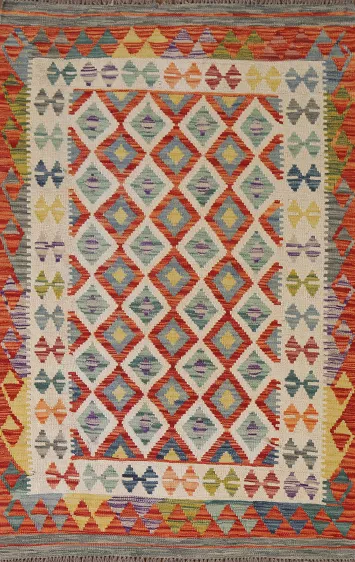Multicolor Wool Kilim Oriental Accent Rug 4x6