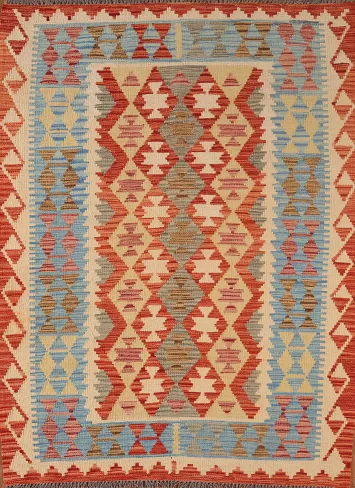 Multicolor Kilim Reversible Wool Rug 4x6