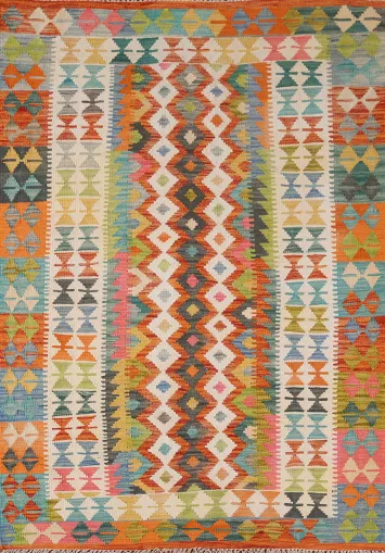 Multicolor Kilim Reversible Wool Rug 4x6