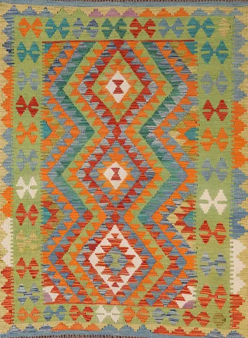Reversible Wool Kilim Oriental Accent Rug 4x6