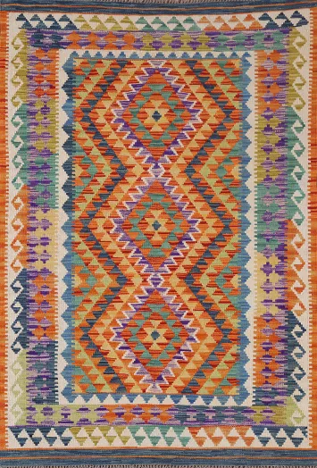 Multicolor Kilim Reversible Wool Rug 4x6