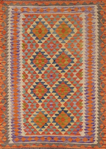Reversible Wool Kilim Oriental Accent Rug 4x6