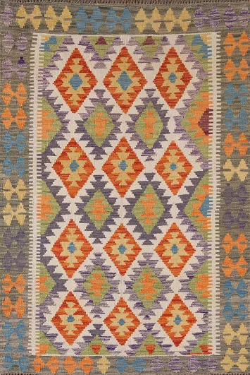 Geometric Wool Kilim Oriental Rug 4x6