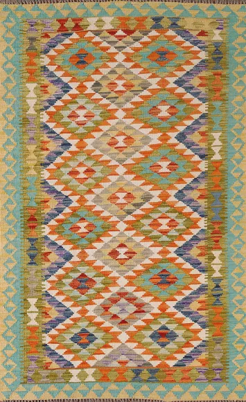Geometric Kilim Oriental Wool Rug 4x6