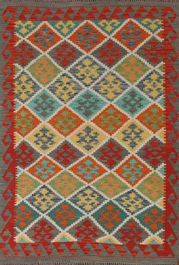 Multicolor Kilim Reversible Wool Rug 4x6