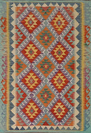 Reversible Wool Kilim Oriental Accent Rug 4x6