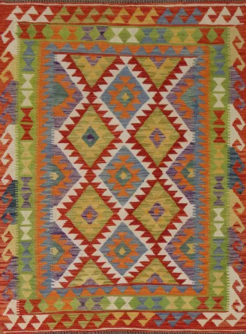 Multicolor Kilim Reversible Wool Rug 4x6