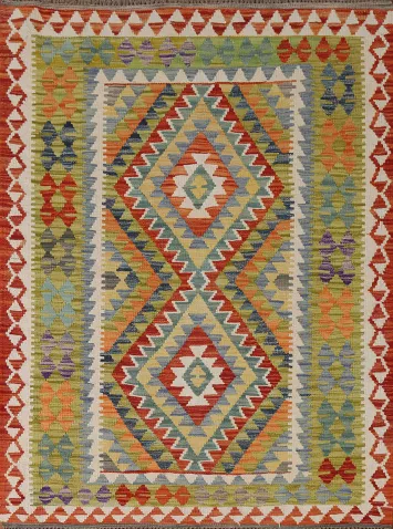 South Western Kilim Reversible Wool Rug 4x6
