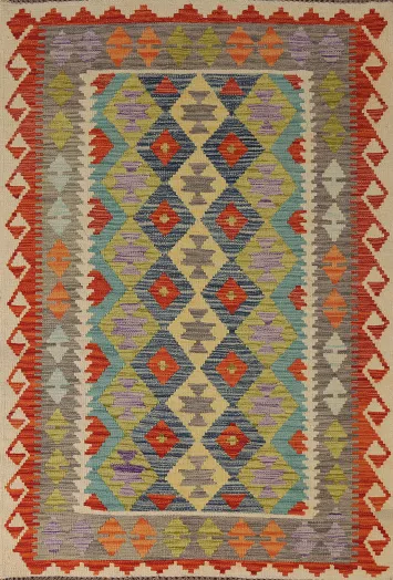 Reversible Wool Kilim Oriental Accent Rug 4x6