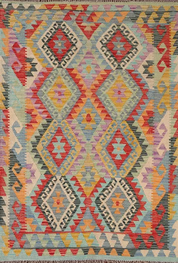 Reversible Wool Kilim Oriental Accent Rug 4x6