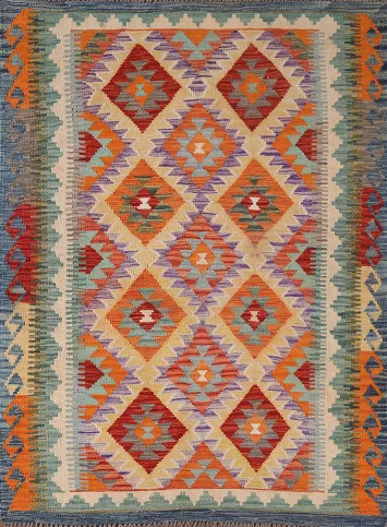 Reversible Wool Kilim Oriental Rug 4x6