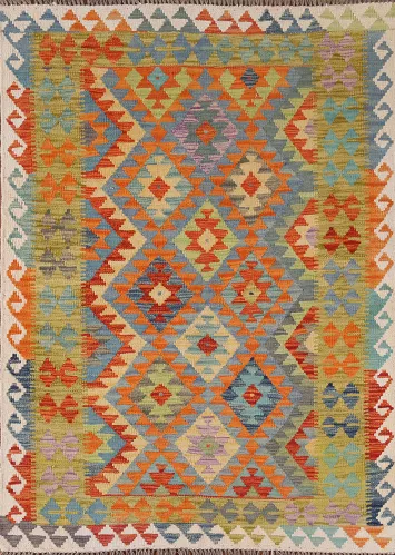Multicolor Kilim Reversible Wool Rug 4x6