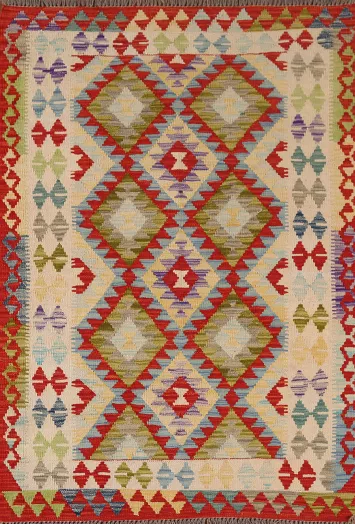 Reversible Wool Kilim Oriental Accent Rug 4x6