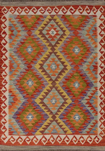Multicolor Kilim Reversible Wool Rug 4x6