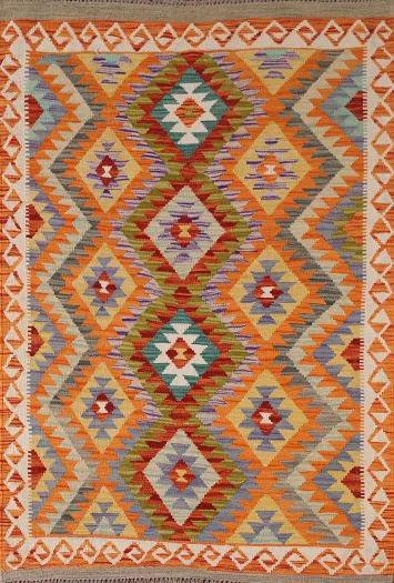 Reversible Wool Kilim Oriental Accent Rug 4x6