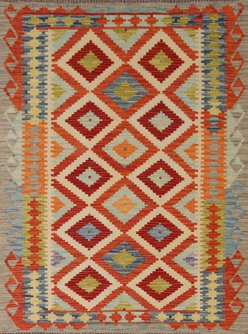 South Western Kilim Reversible Wool Rug 4x6
