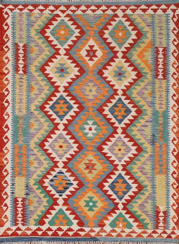 Multicolor Kilim Reversible Wool Rug 4x6