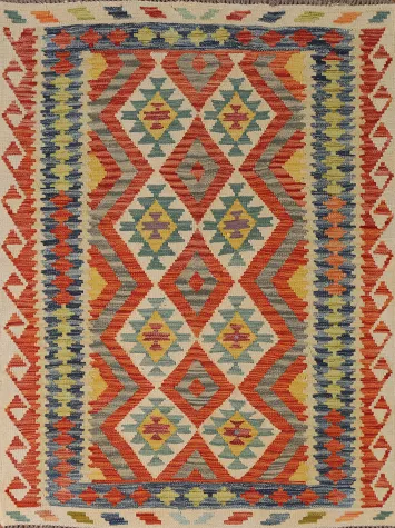 South Western Kilim Reversible Wool Rug 4x6