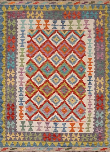 Multicolor Kilim Reversible Wool Rug 4x6