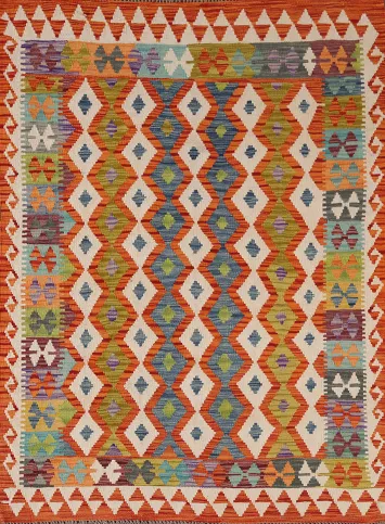 Multicolor Kilim Oriental Wool Rug 4x6