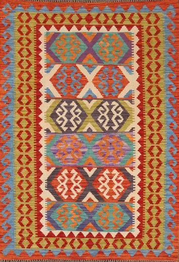 Multicolor Kilim Reversible Wool Rug 4x6