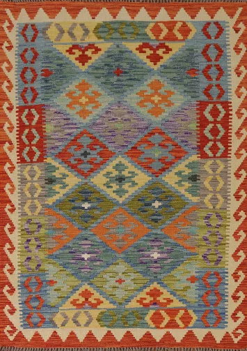 Geometric Wool Kilim Oriental Rug 4x6