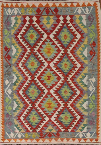 Multicolor Kilim Reversible Wool Rug 4x6