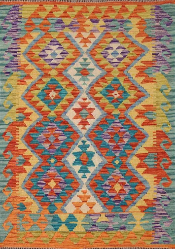 Geometric Wool Kilim Oriental Rug 3x5