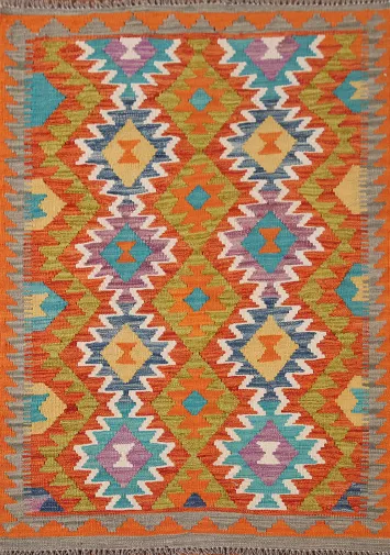 Reversible Wool Kilim Oriental Accent Rug 3x5