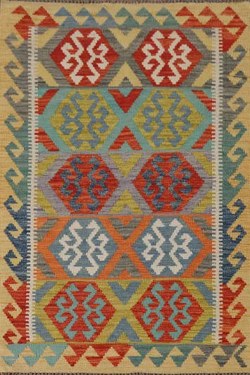 Geometric Wool Kilim Oriental Rug 3x5