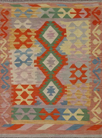 Geometric Wool Kilim Oriental Rug 3x5