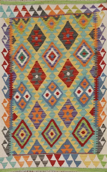 South Western Kilim Wool Accent Rug 3x5