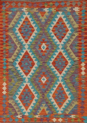 Reversible Wool Kilim Oriental Accent Rug 3x5