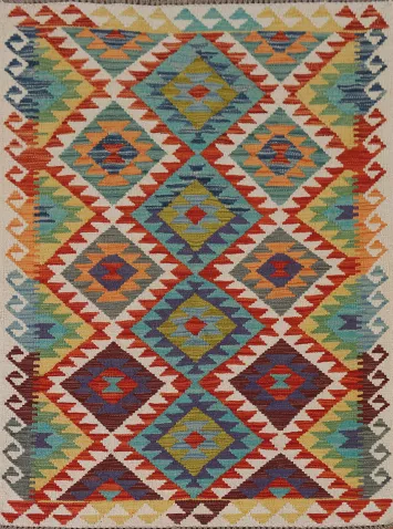 Reversible Wool Kilim Oriental Accent Rug 4x5