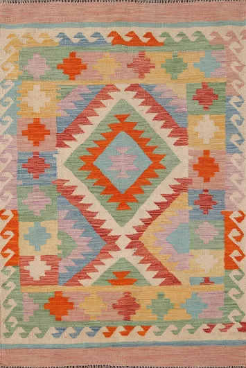 South Western Wool Kilim Oriental Rug 3x5