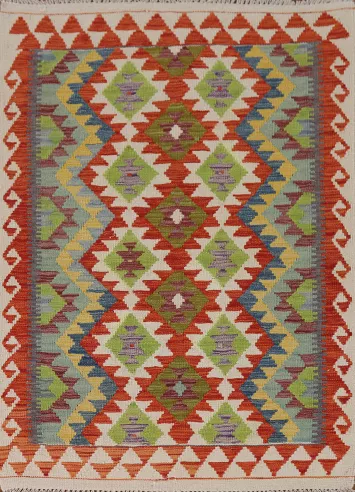Geometric Wool Kilim Oriental Rug 3x5