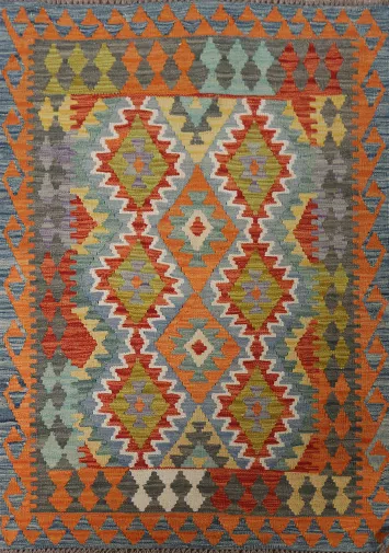 Geometric Wool Kilim Oriental Rug 3x5