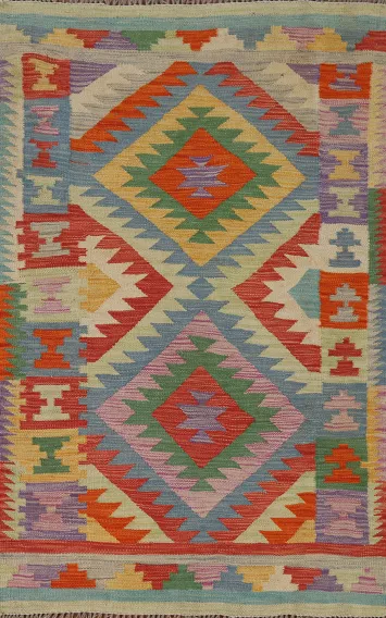 South Western Kilim Wool Accent Rug 3x5