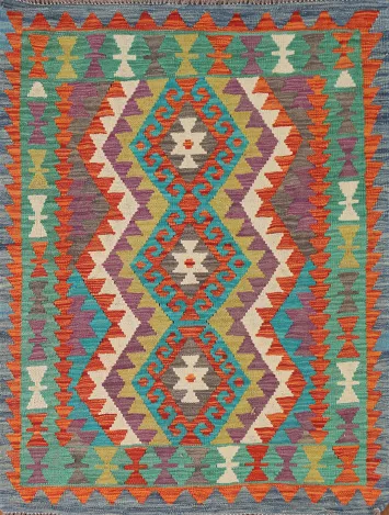 Geometric Kilim Oriental Accent Rug 3x5