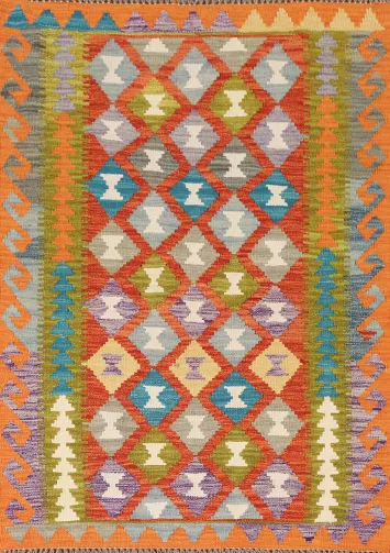 Reversible Wool Kilim Oriental Accent Rug 3x5