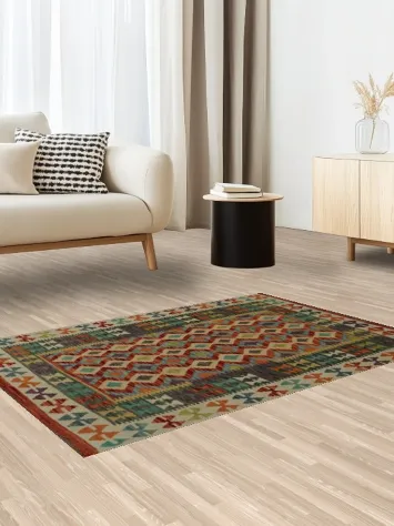 Unique Southwest Vibes with This Colorful Kilim Oriental Rug 4x5