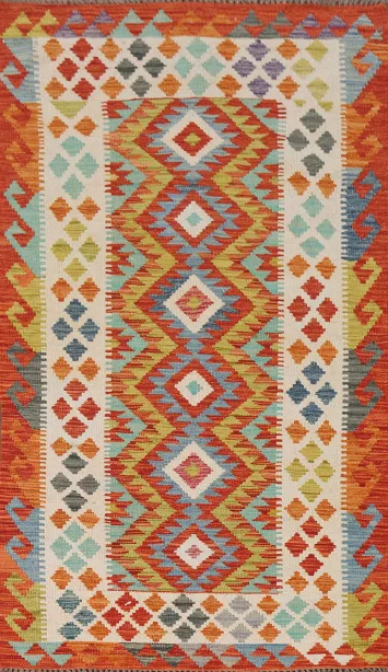 South Western Kilim Wool Accent Rug 3x6