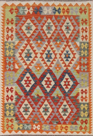 Geometric Wool Kilim Oriental Rug 4x6