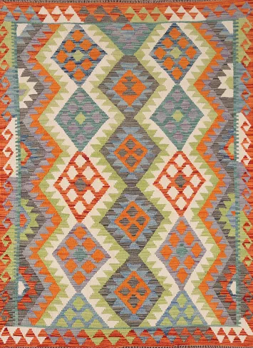 Multicolor Wool Kilim Oriental Accent Rug 4x6