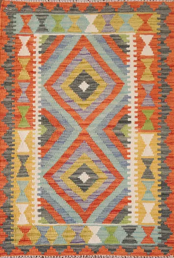 Reversible Wool Kilim Oriental Rug 3x4