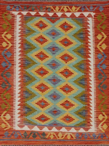 South Western Kilim Oriental Accent Rug 3x4