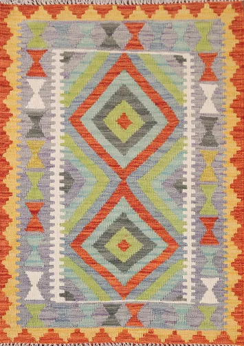 Reversible Wool Kilim Oriental Rug 3x4
