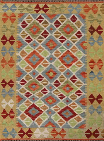 South Western Kilim Reversible Wool Rug 3x4